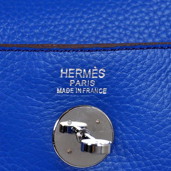 High Quality Replica Hermes Lindy 30CM Havanne Handbags Blue Clemence Leather Silver - Click Image to Close